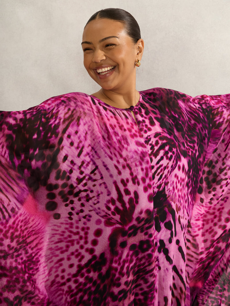 Pink Animal Print Kaftan Dress