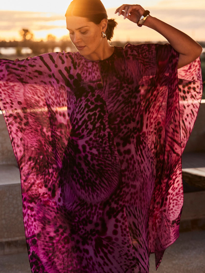 Pink Animal Print Kaftan Dress