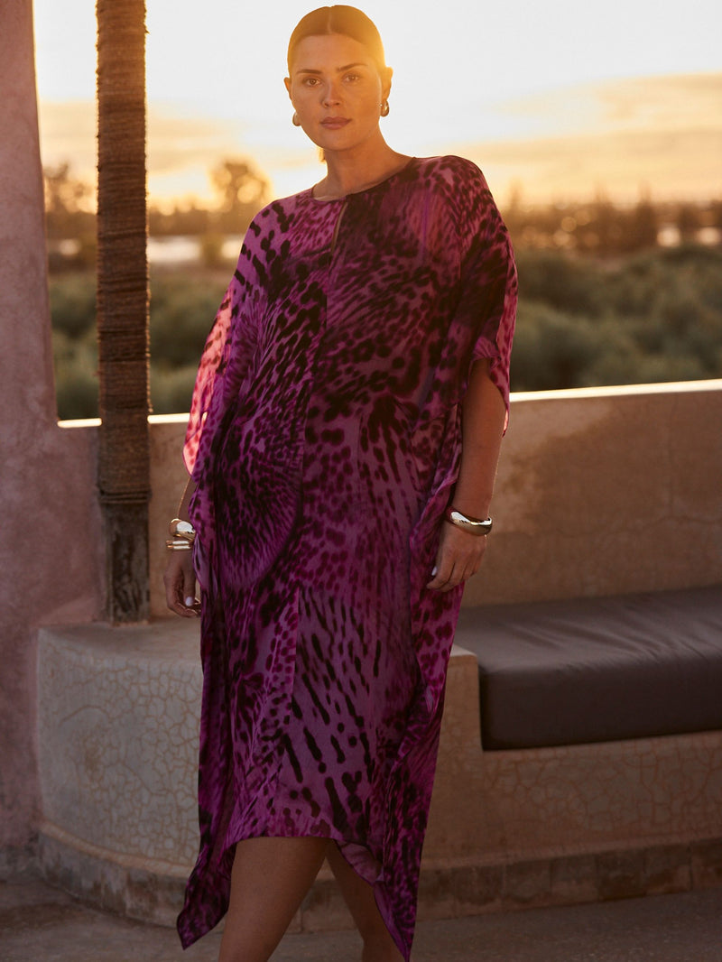 Pink Animal Print Kaftan Dress
