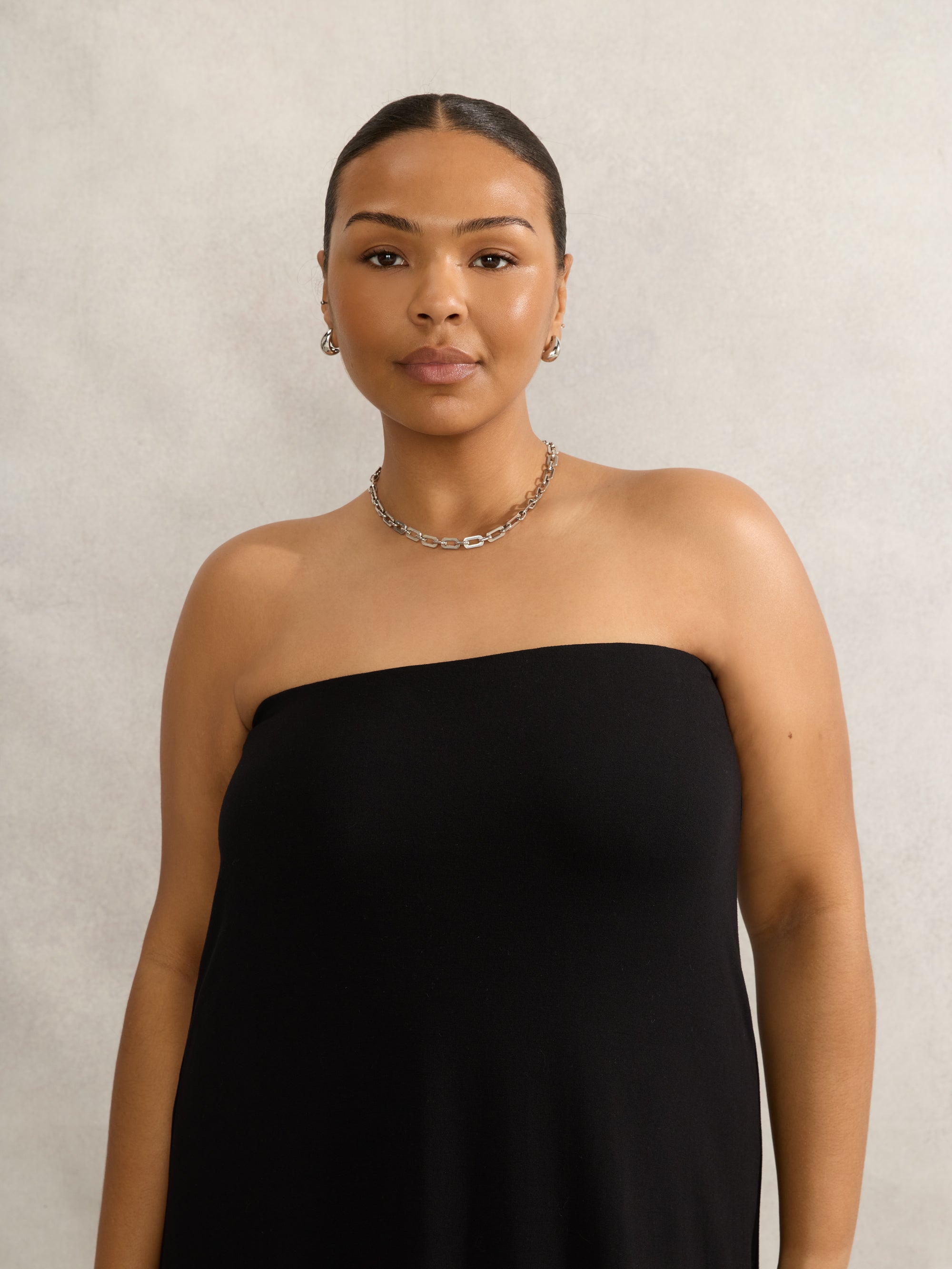 Black Bandeau Jersey Maxi Dress