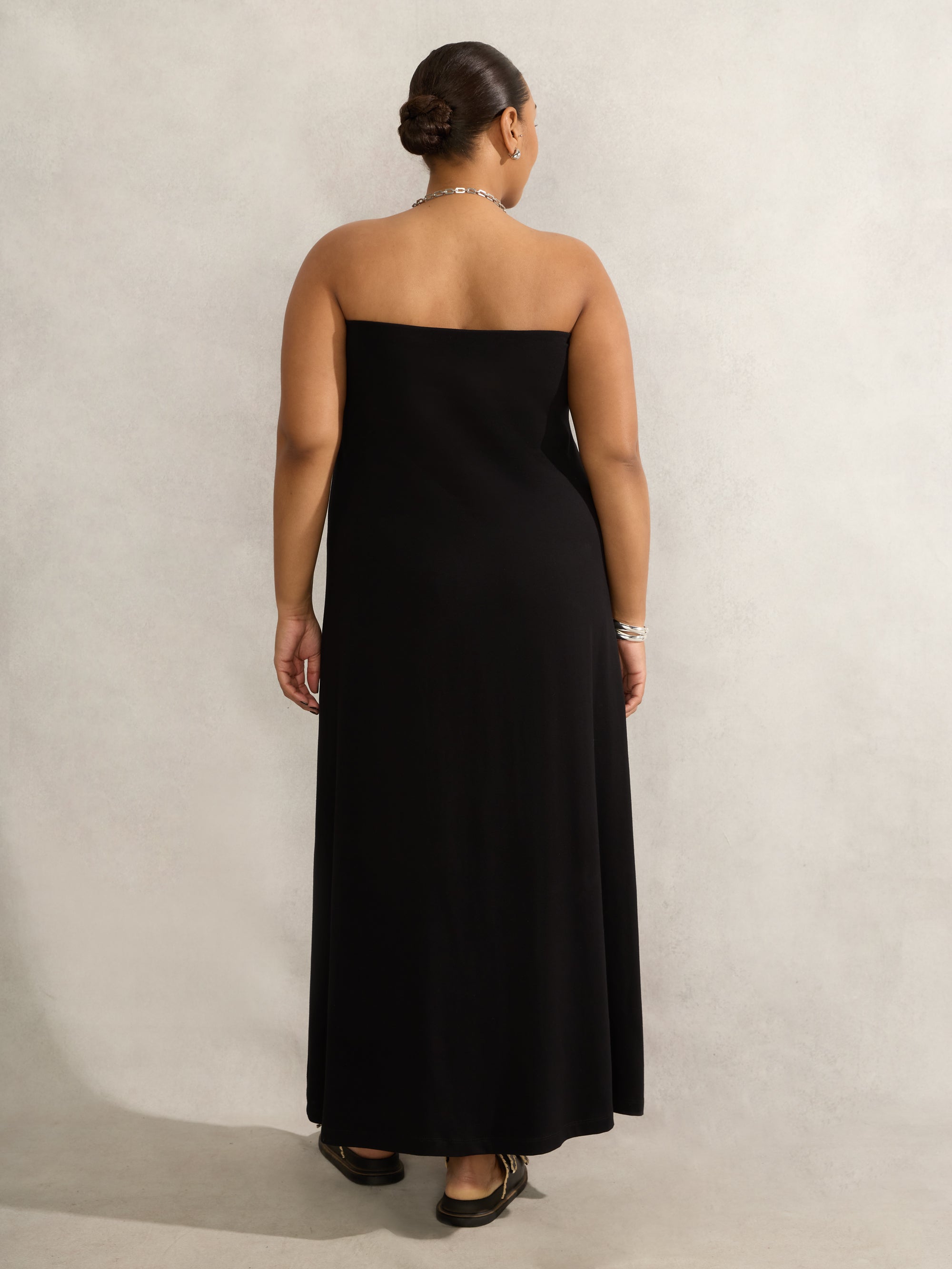 Black Bandeau Jersey Maxi Dress