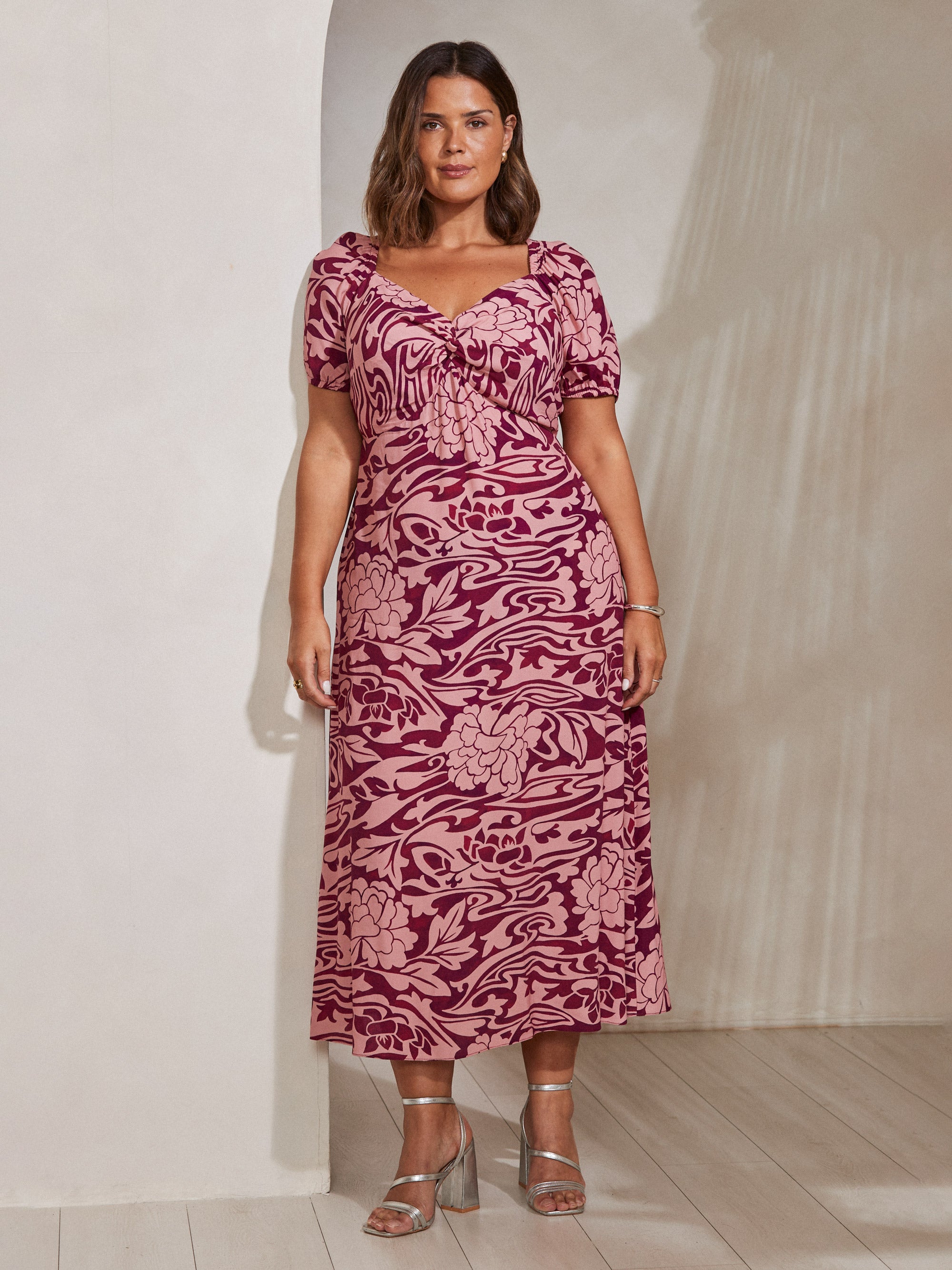 Pink Floral Short Sleeve Dress