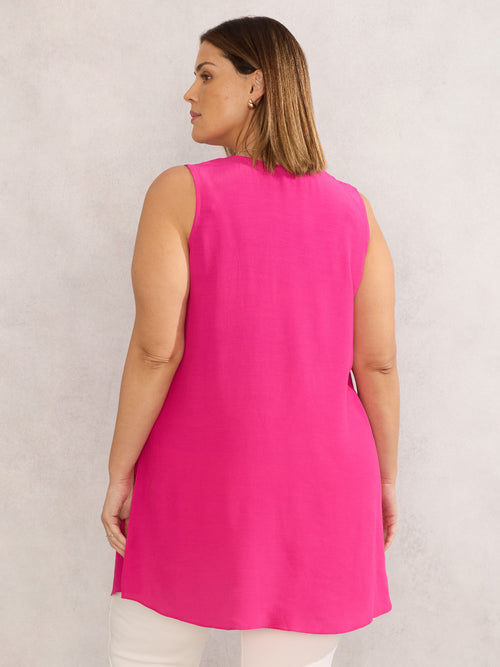 Pink Button Up Split Front Tunic