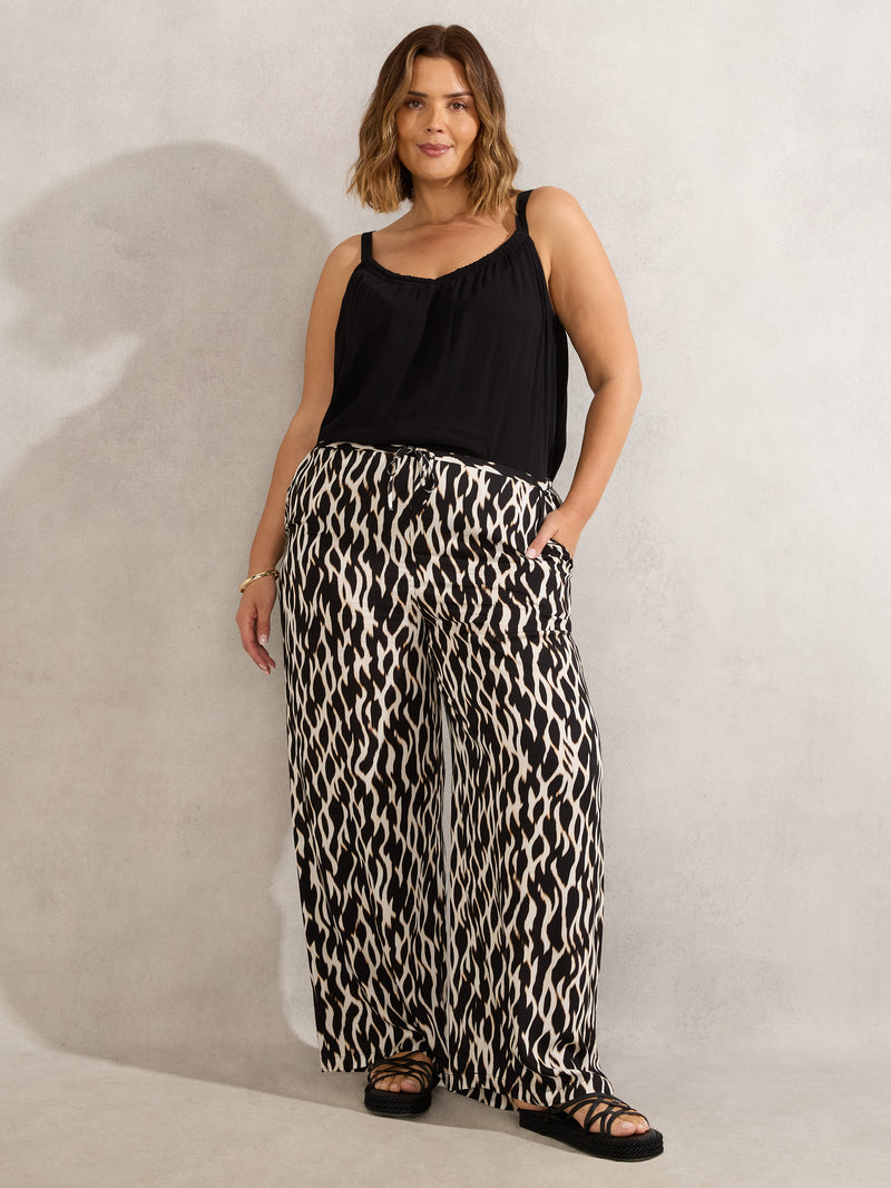 Mono Print Wide Leg Trouser