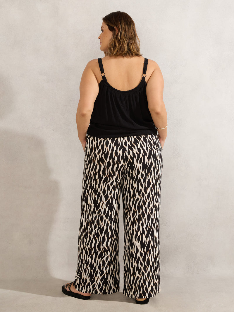 Mono Print Wide Leg Trouser