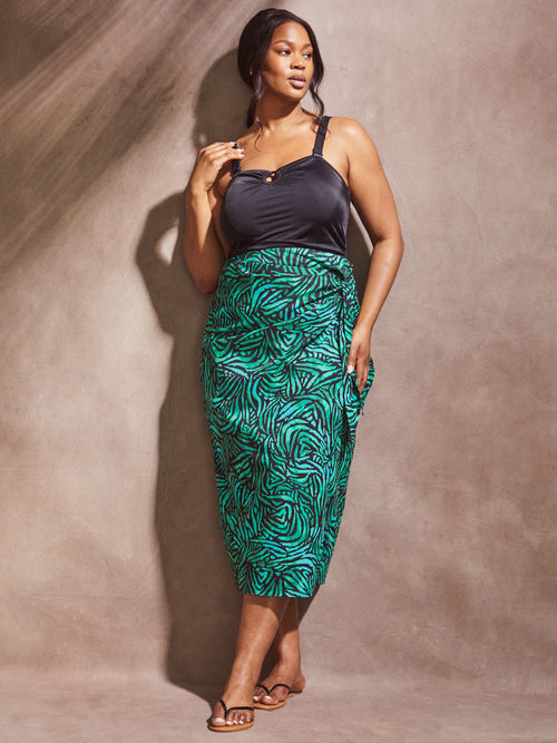 Green Abstract Sarong Skirt