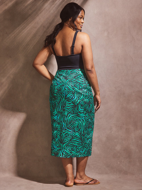 Green Abstract Sarong Skirt