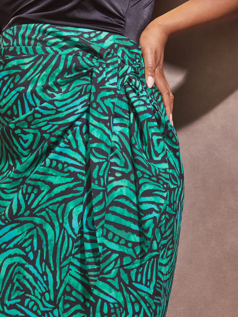Green Abstract Sarong Skirt