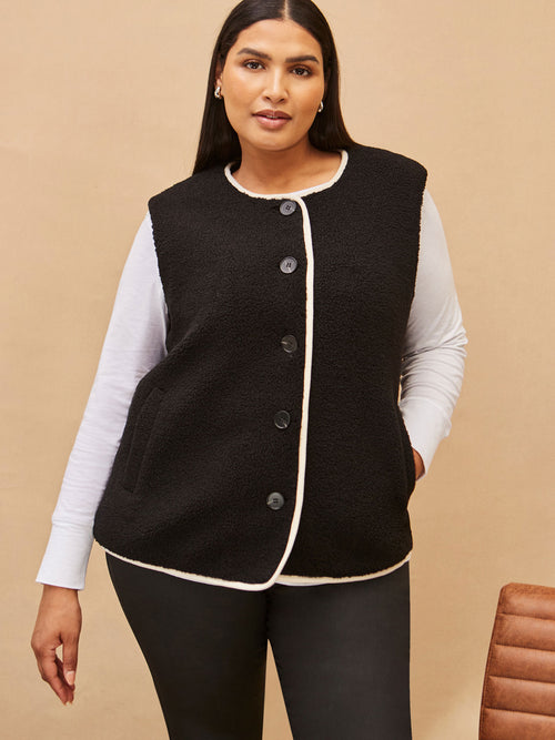 Black Borg Gilet With White Tipping