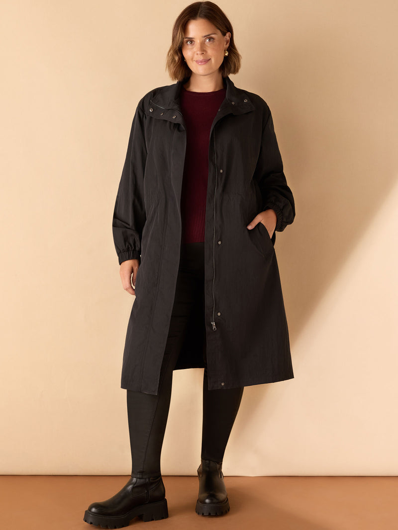 Black Longline Raincoat