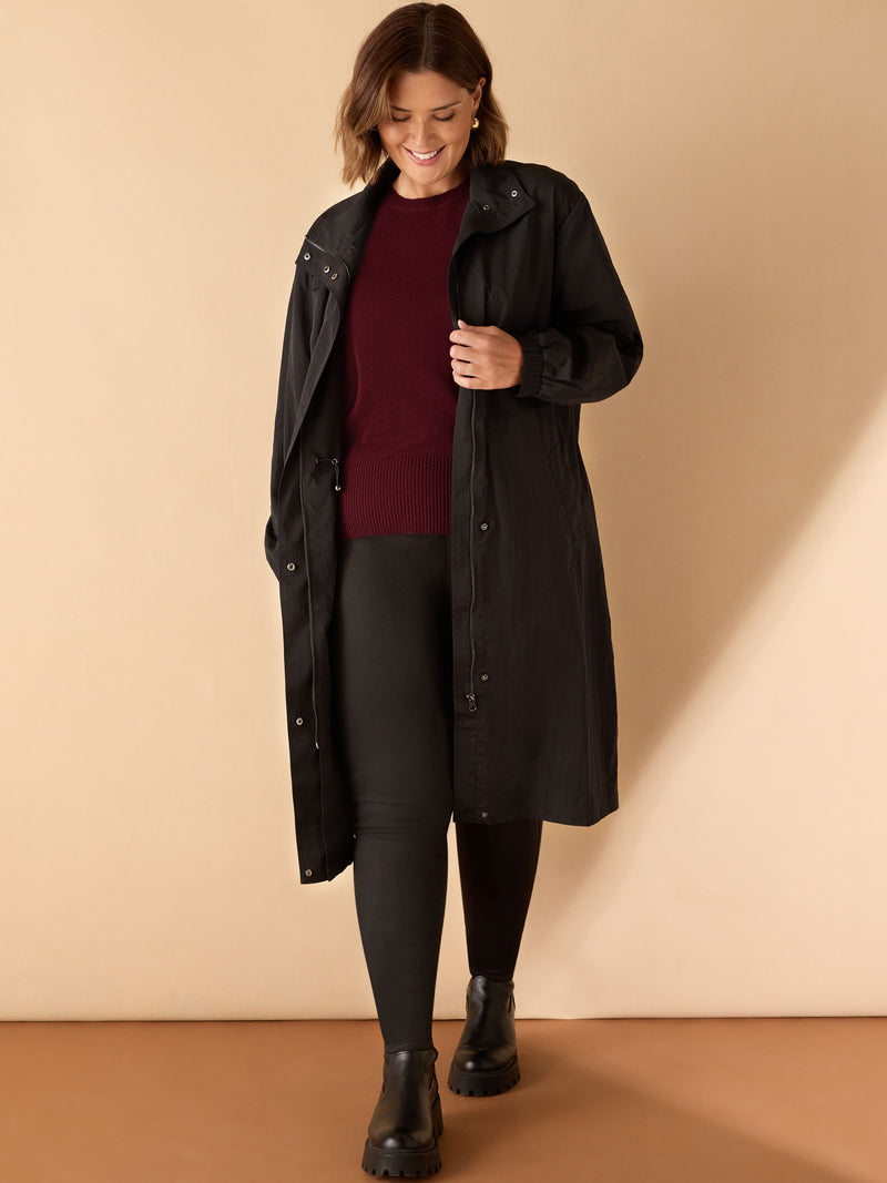 Black Longline Raincoat