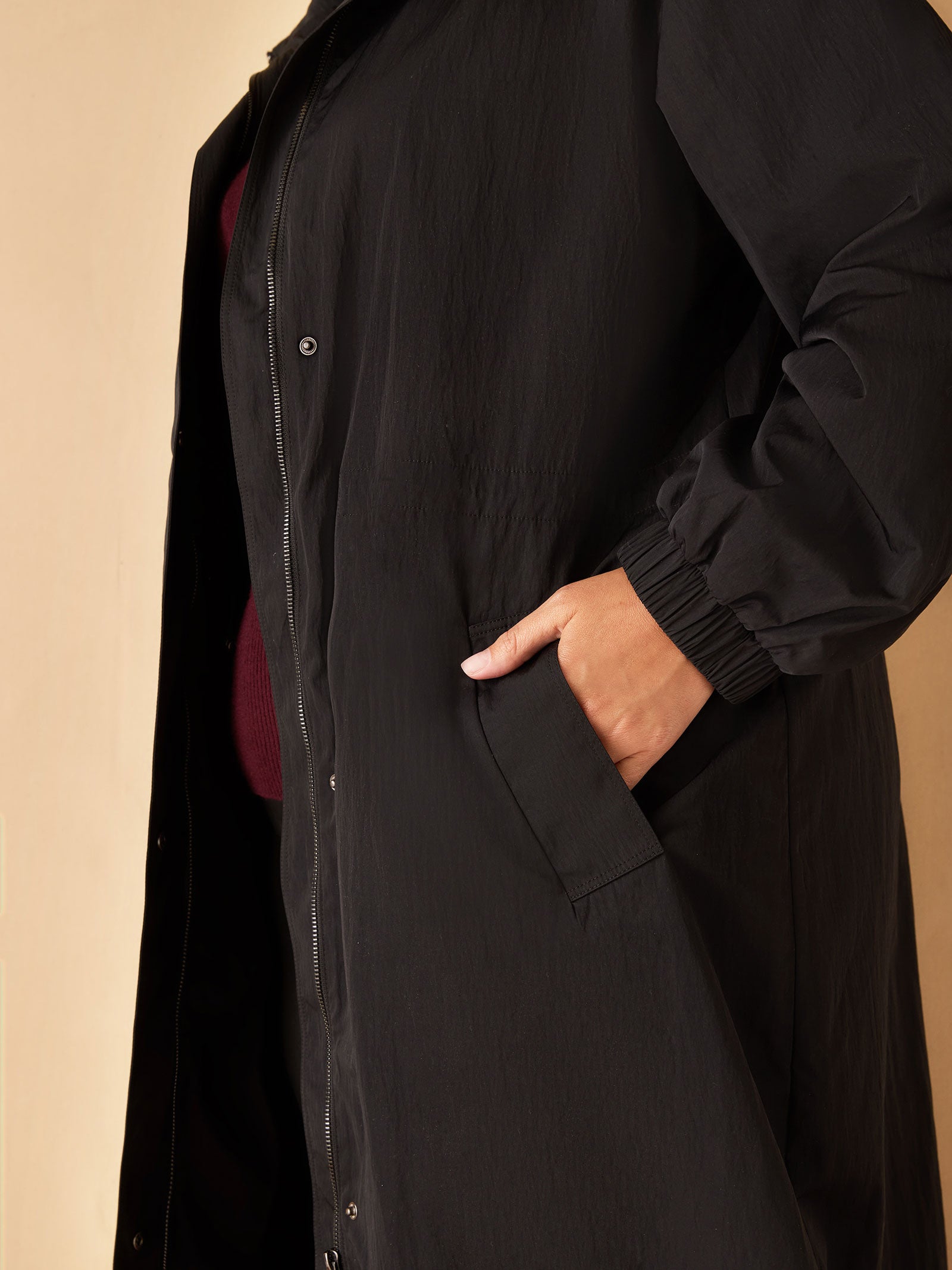 Black Longline Raincoat