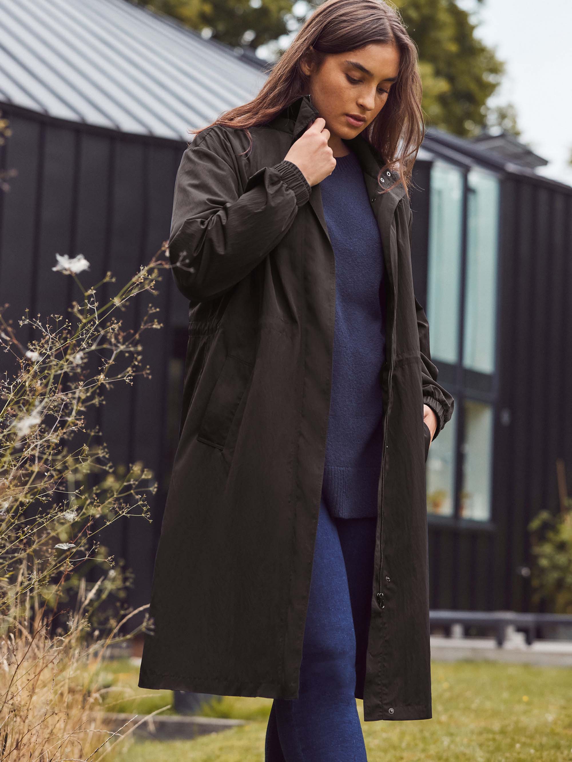 Black Longline Raincoat