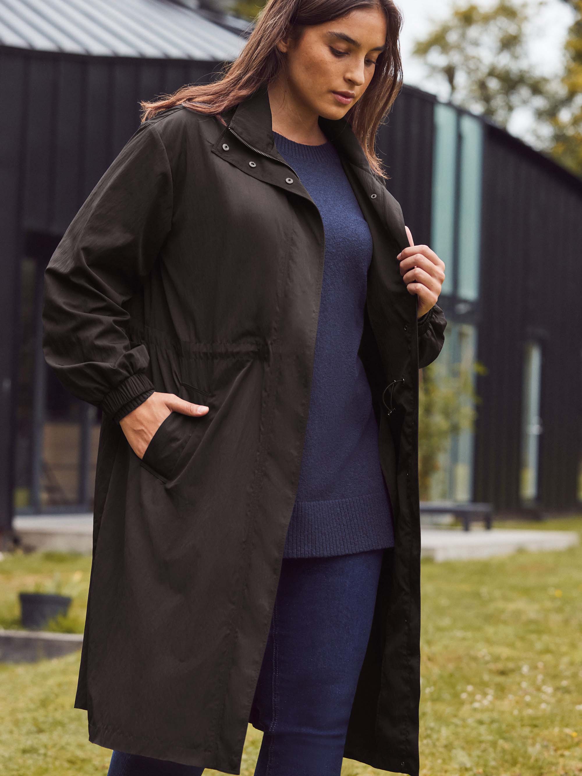 Black Longline Raincoat