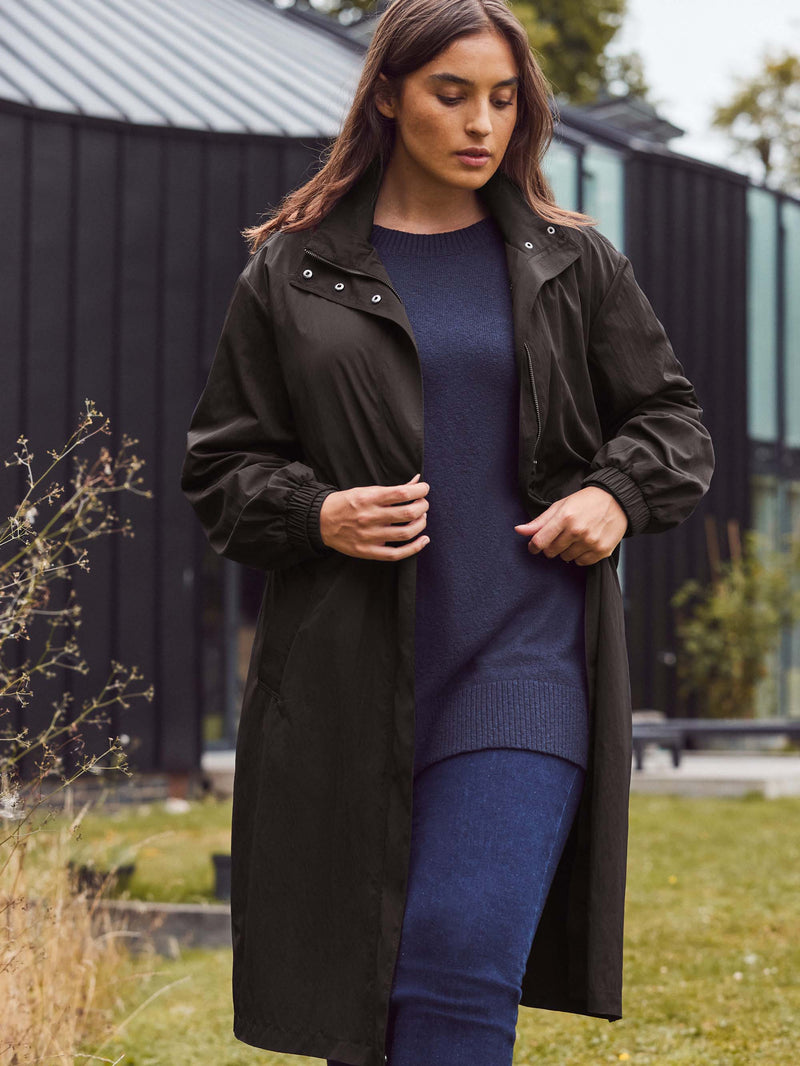 Black Longline Raincoat
