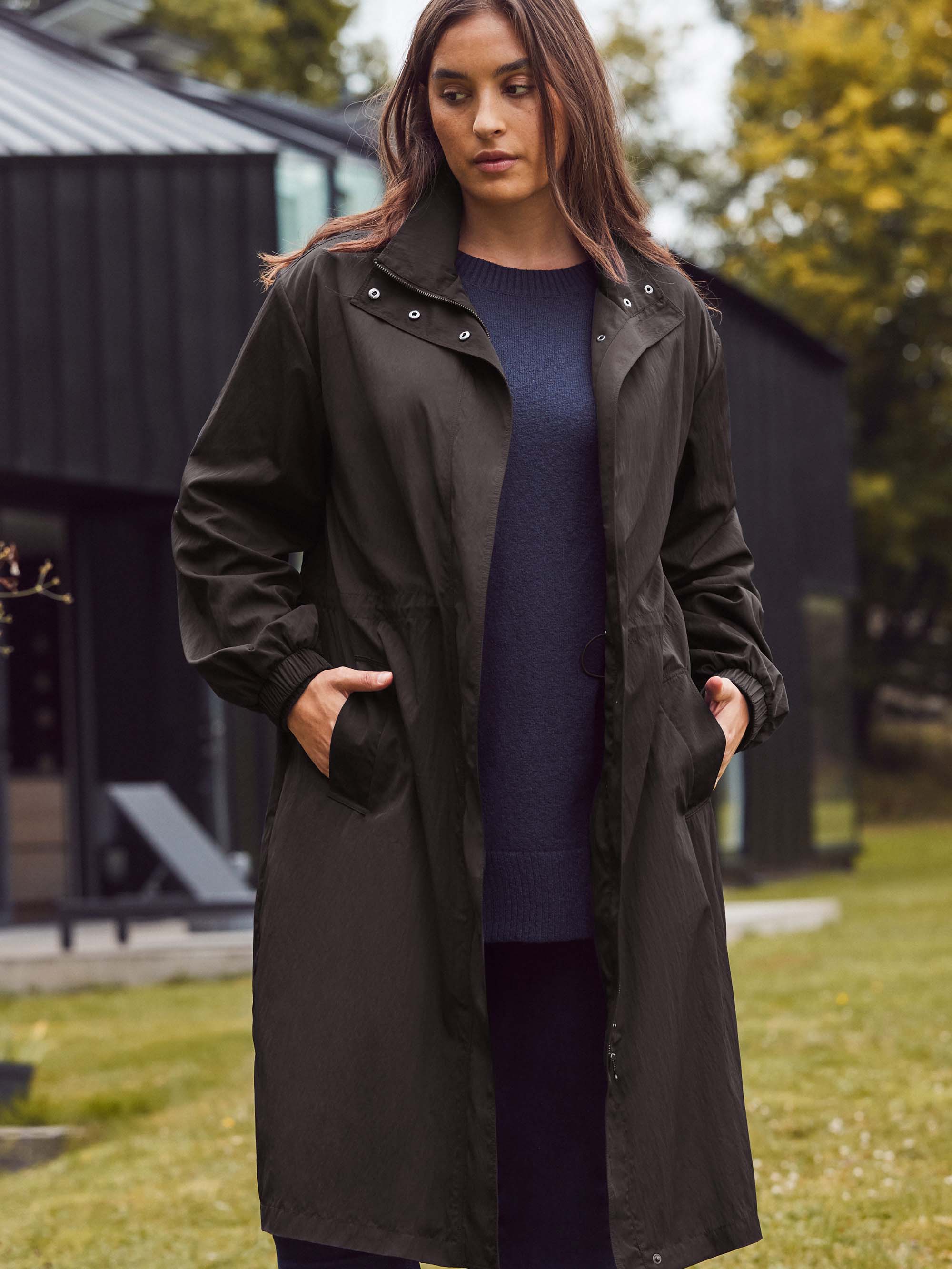 Black Longline Raincoat