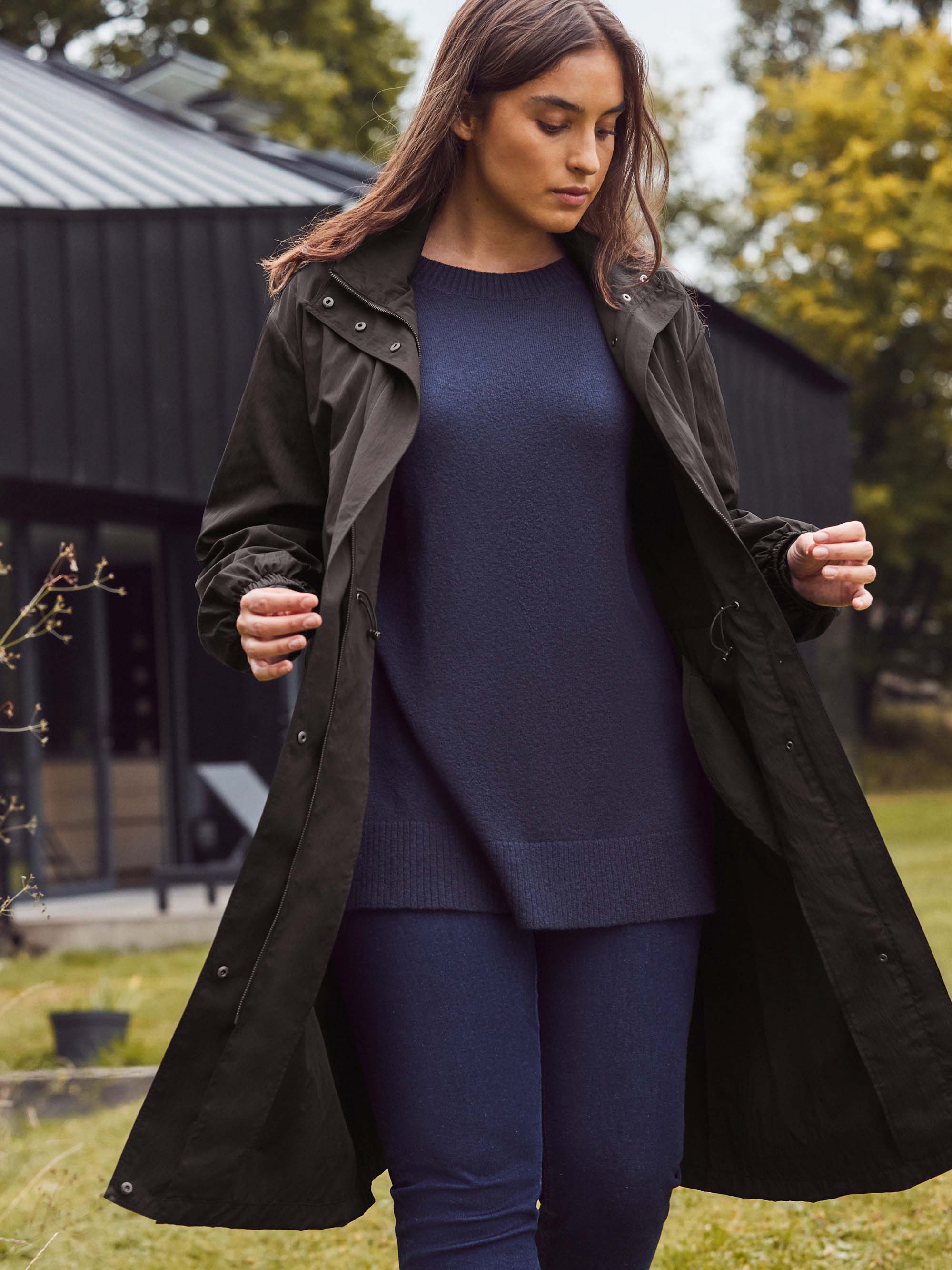 Black Longline Raincoat