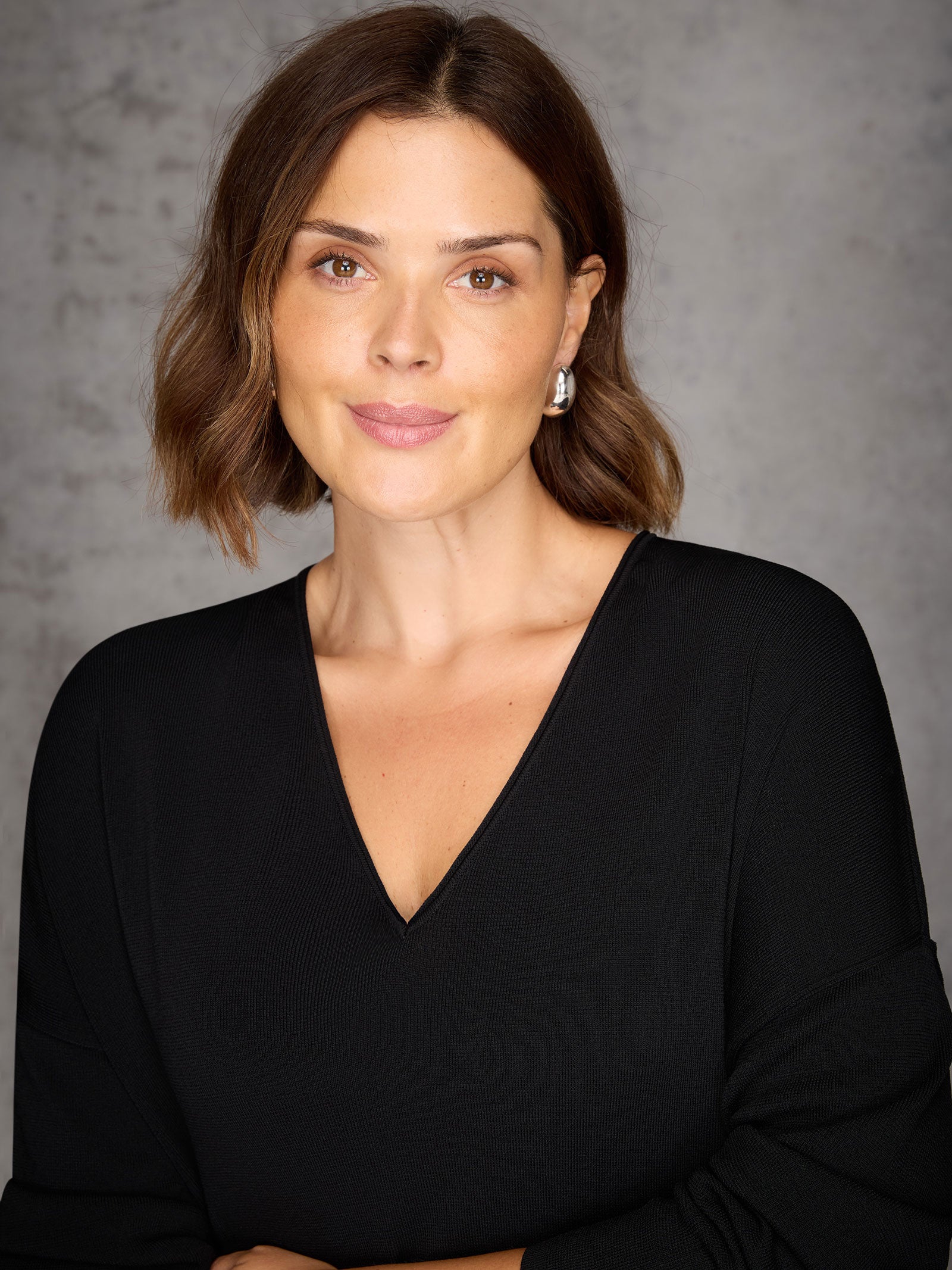 Black Ribbed Detail V Neck Knit Tunic