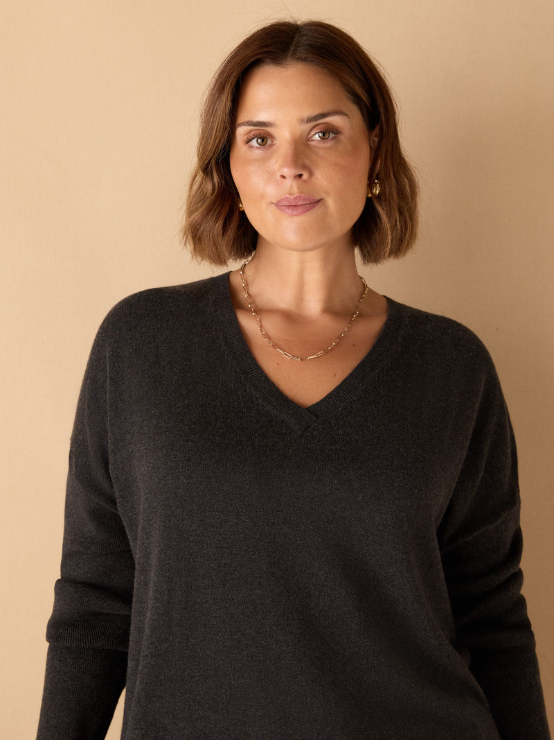 Charcoal V Neck Jumper
