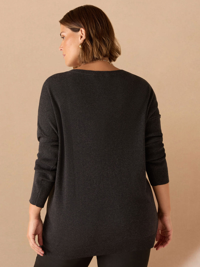 Charcoal V Neck Jumper
