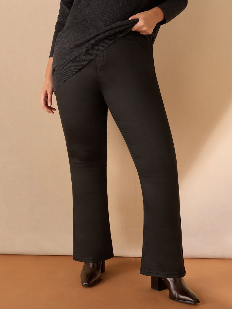 Black Coated Bootcut Jegging