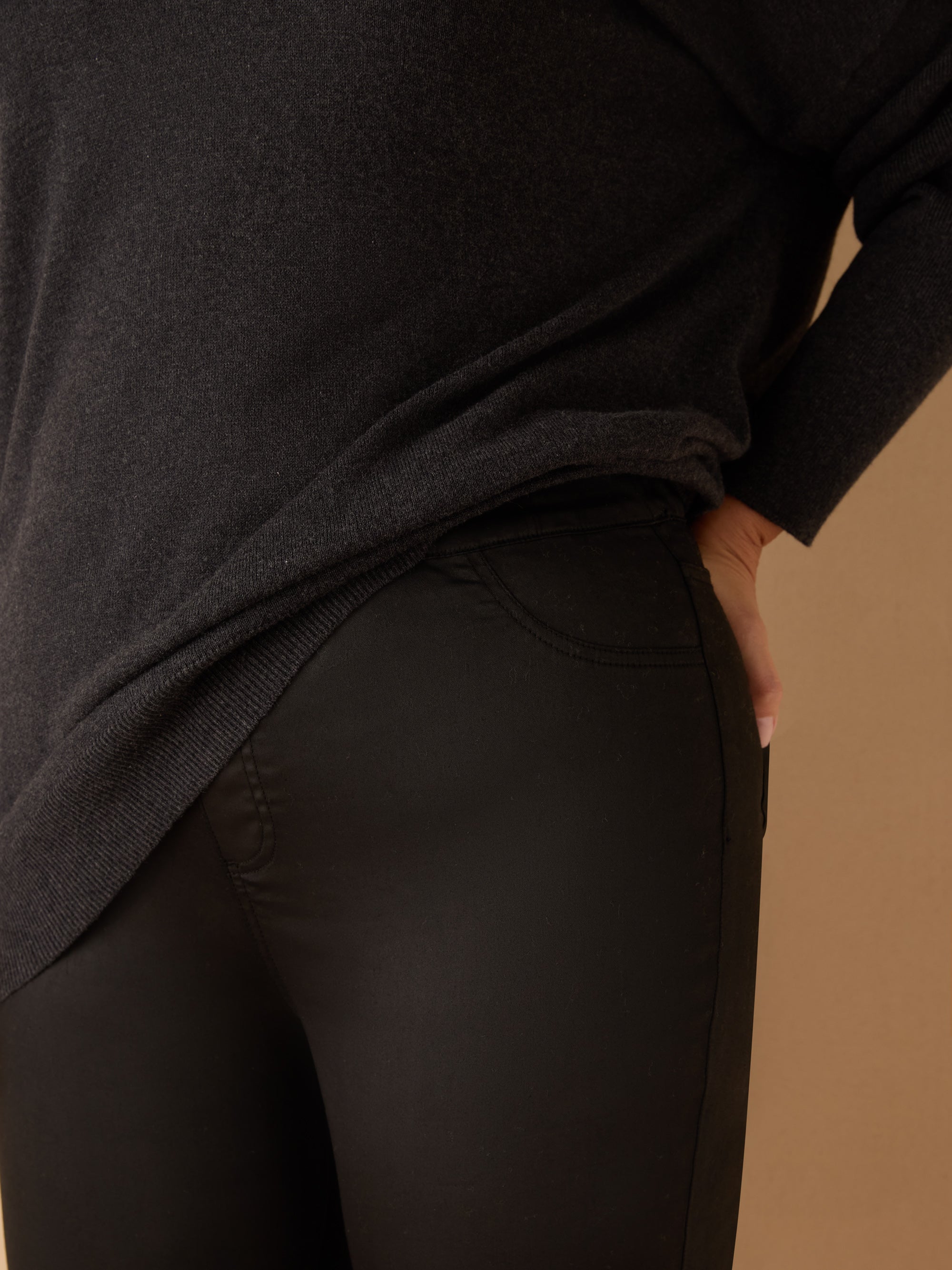 Black Coated Bootcut Jegging