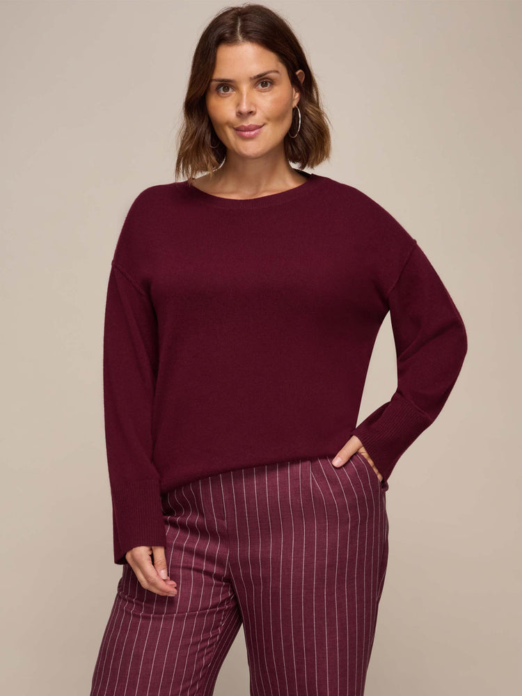 Burgundy V Neck Jumper
