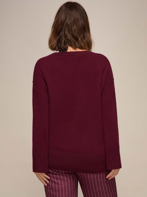 Burgundy V Neck Jumper
