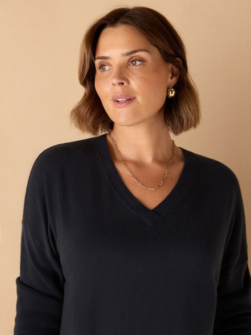 Navy V Neck Jumper