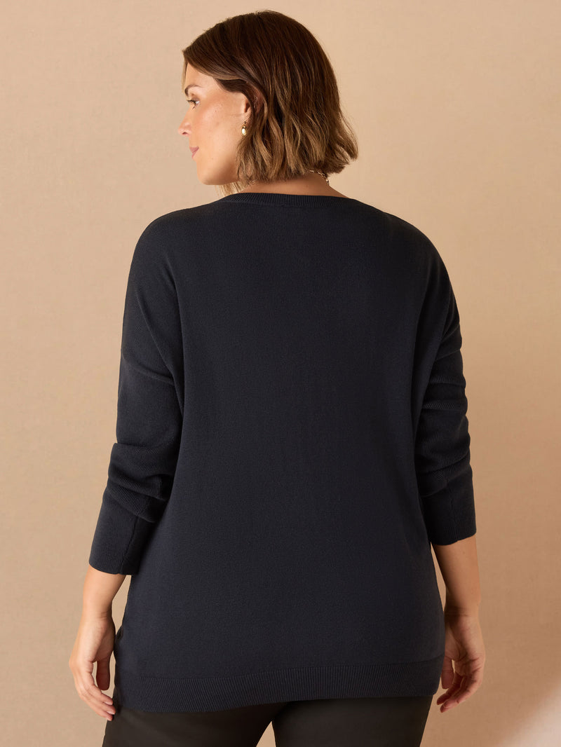 Navy V Neck Jumper