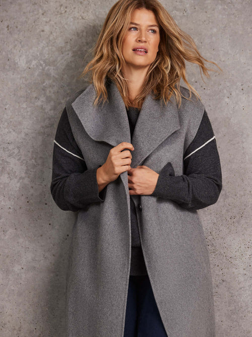 Grey Longline Sleeveless Wool Coat