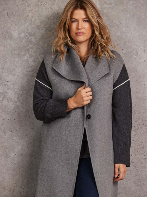 Grey Longline Sleeveless Wool Coat