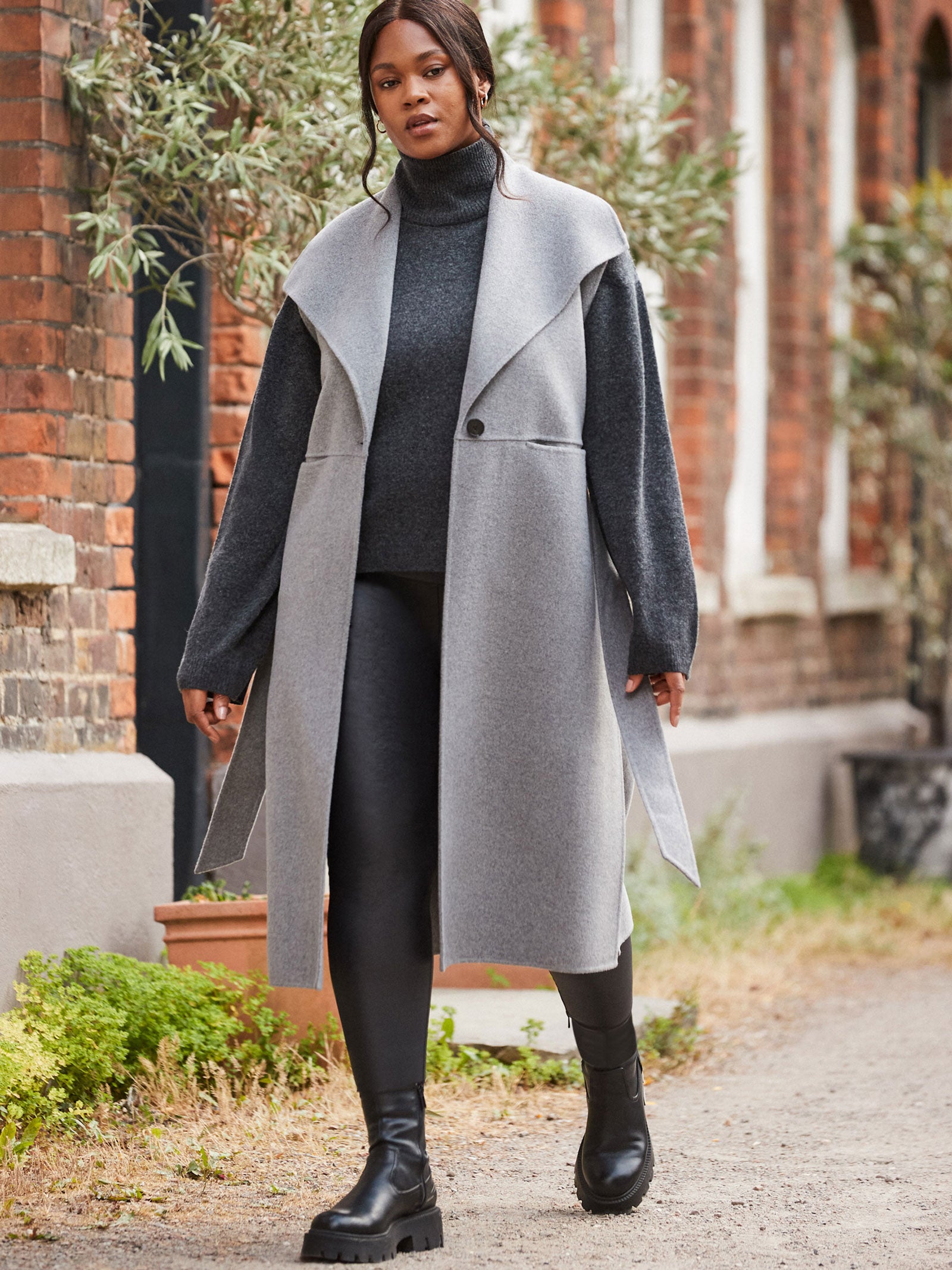 Grey Double Faced Wool Longline Waistcoat