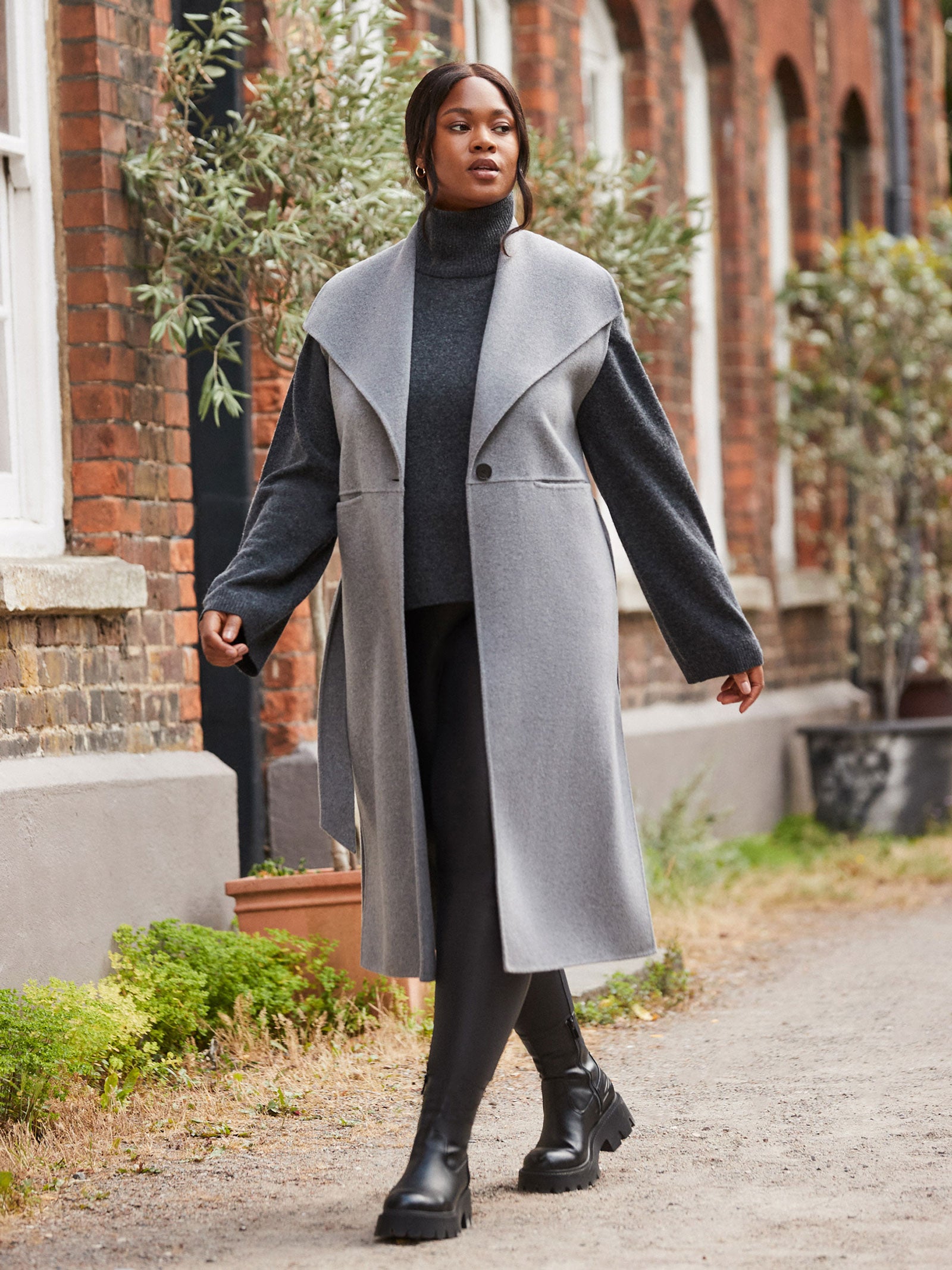 Grey Double Faced Wool Longline Waistcoat