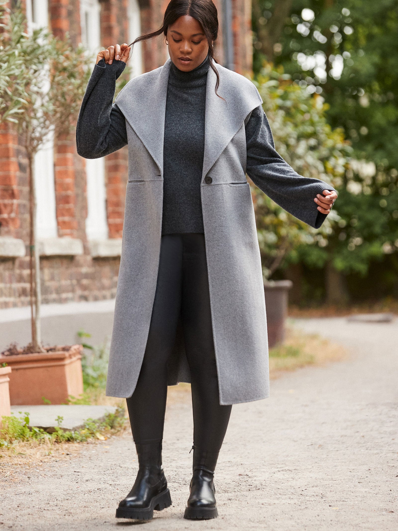 Grey Double Faced Wool Longline Waistcoat