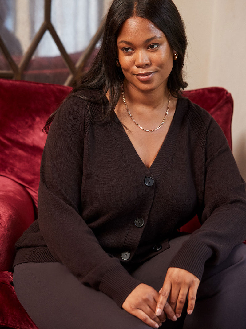 Brown V Neck Cardigan