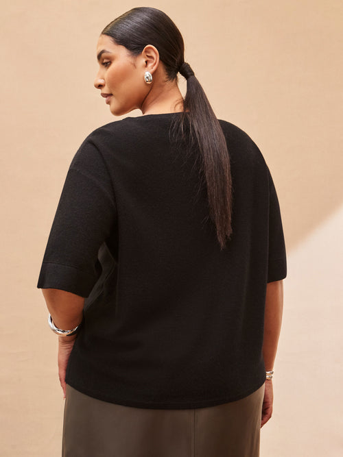 Black Short Sleeve Knitted Jumper