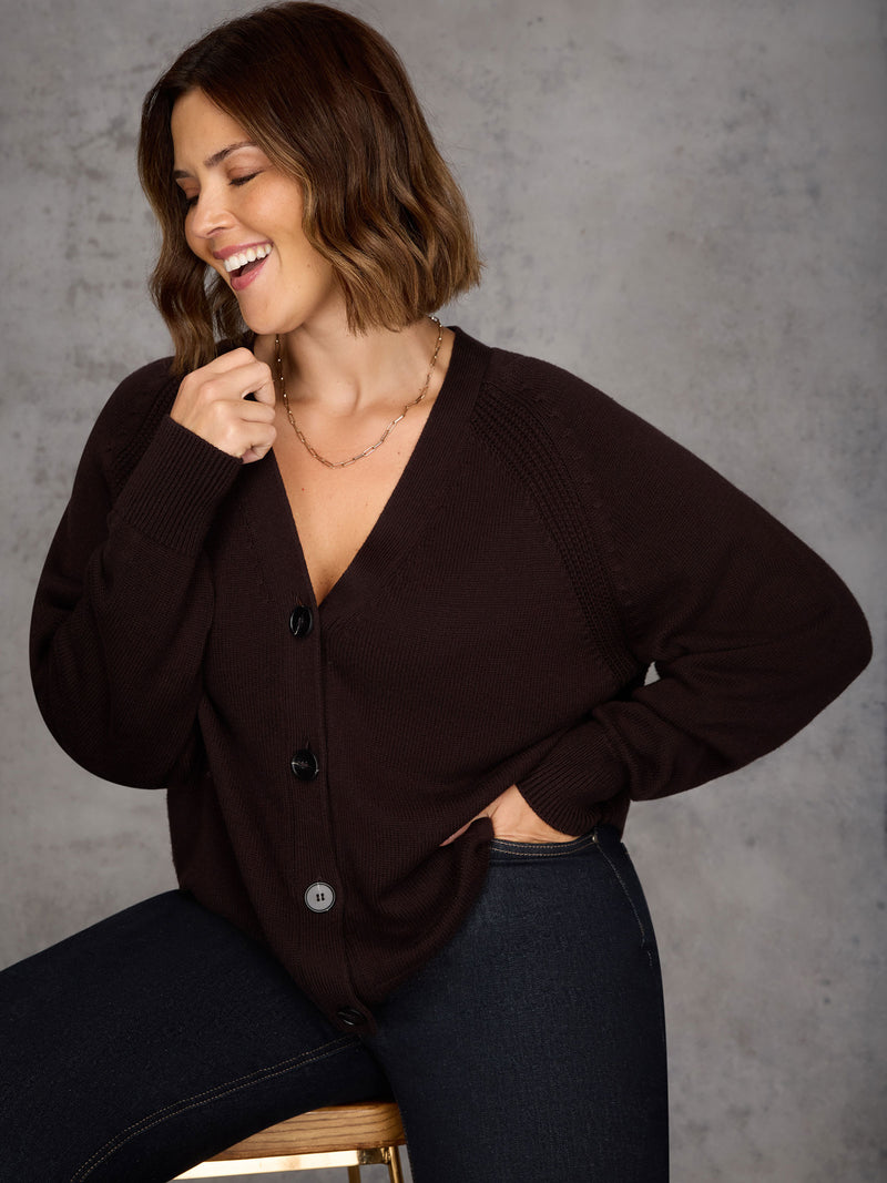 Brown V Neck Cardigan