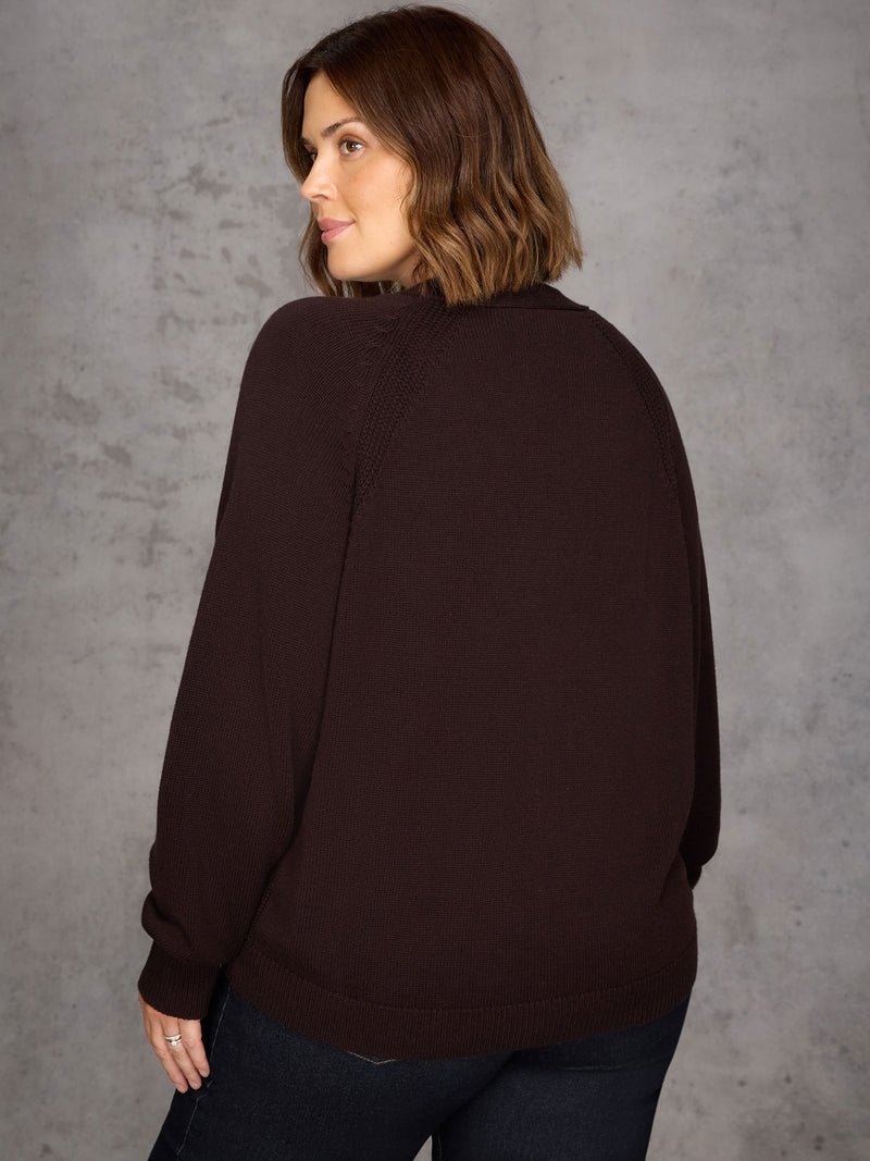 Brown V Neck Cardigan