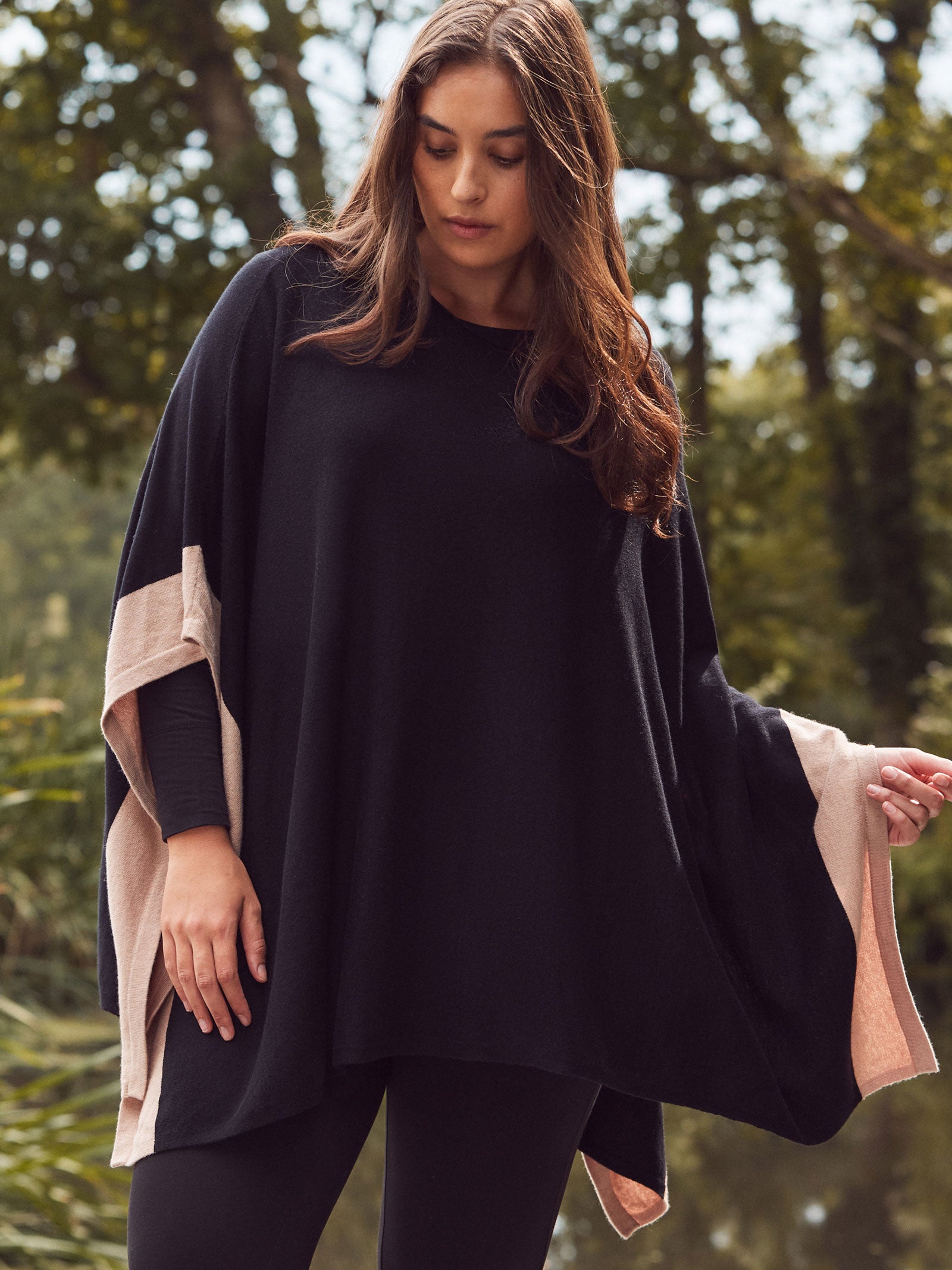 Black Contrast Poncho
