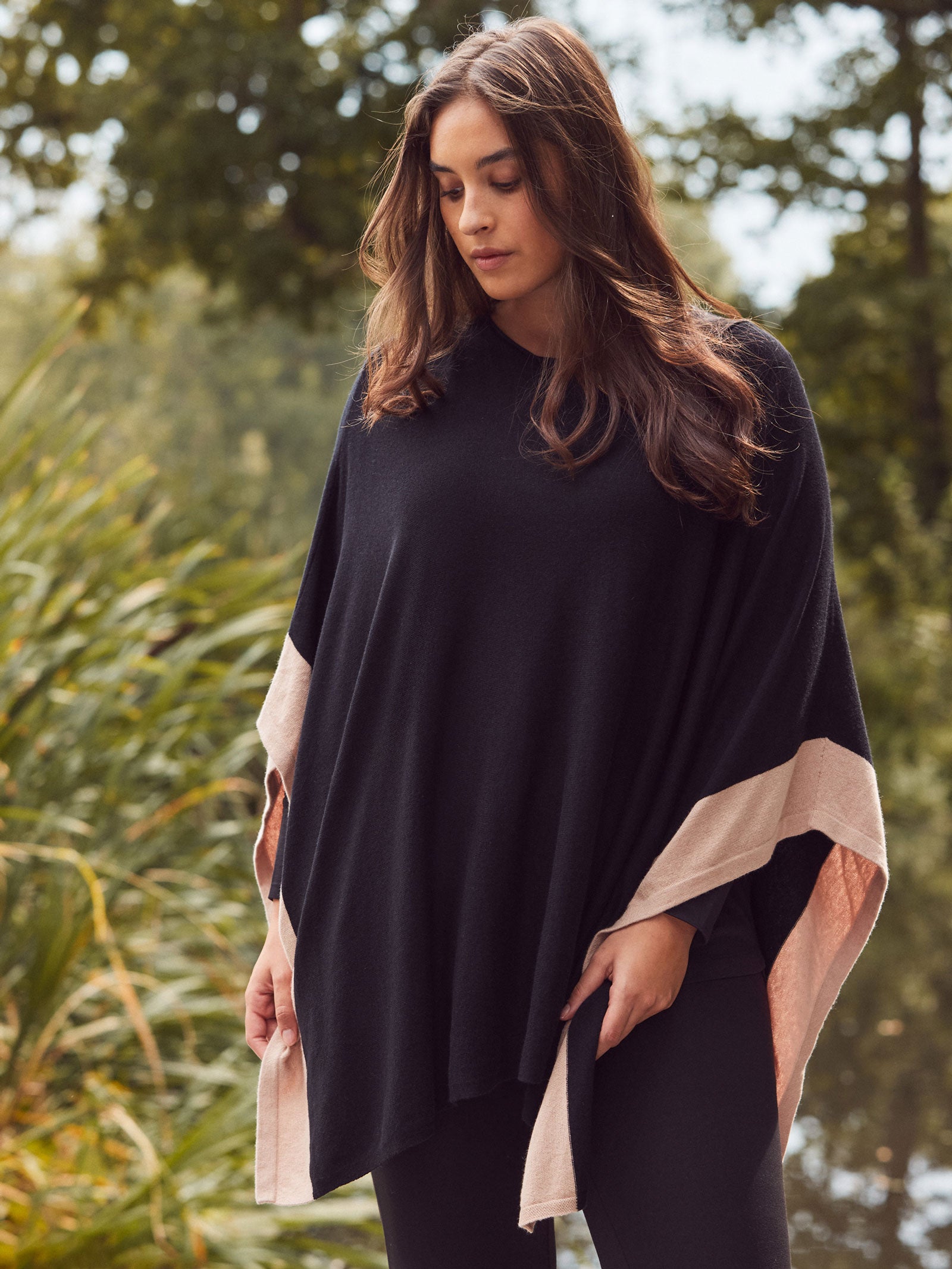 Black Contrast Poncho