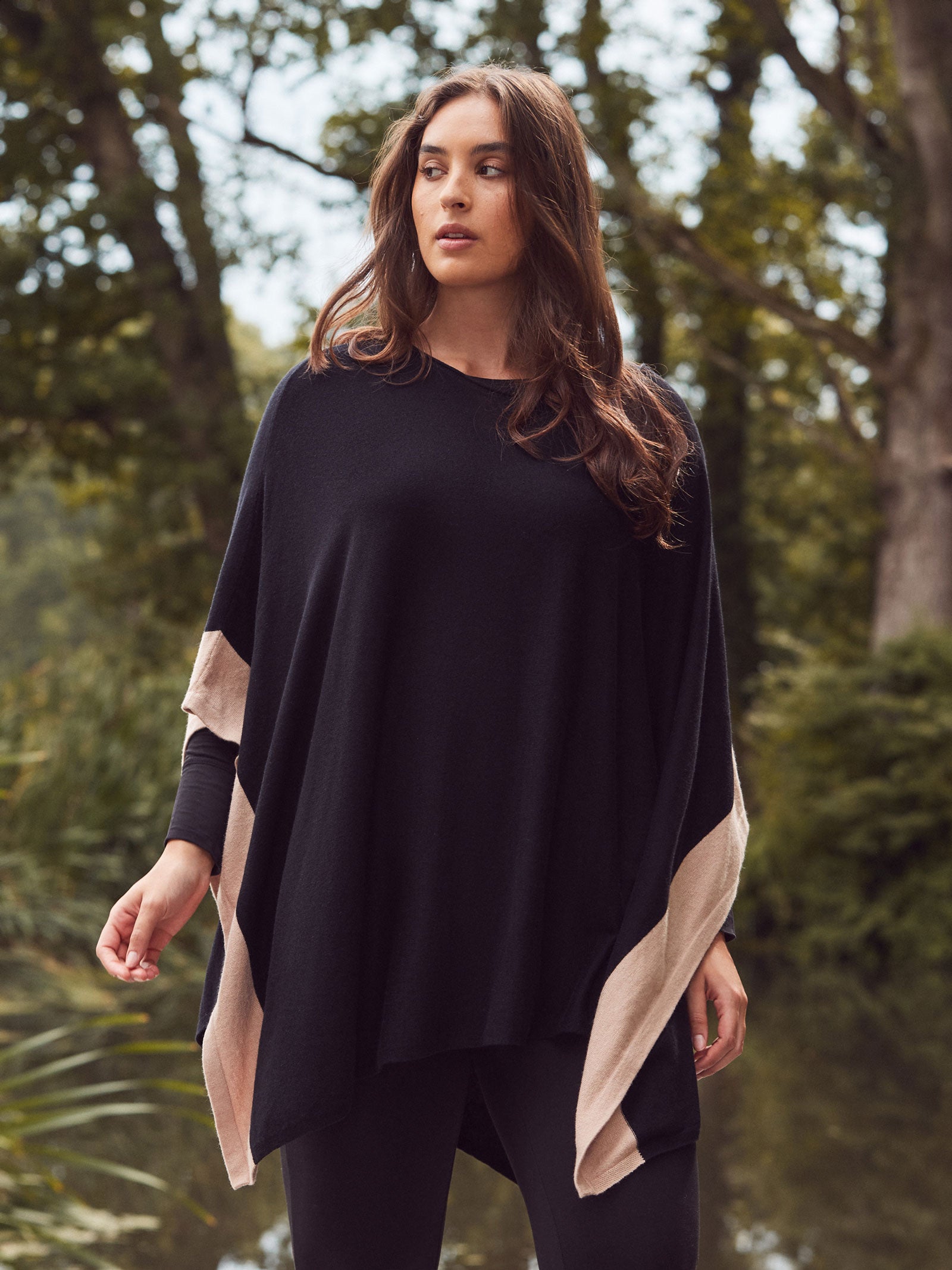 Black Contrast Poncho
