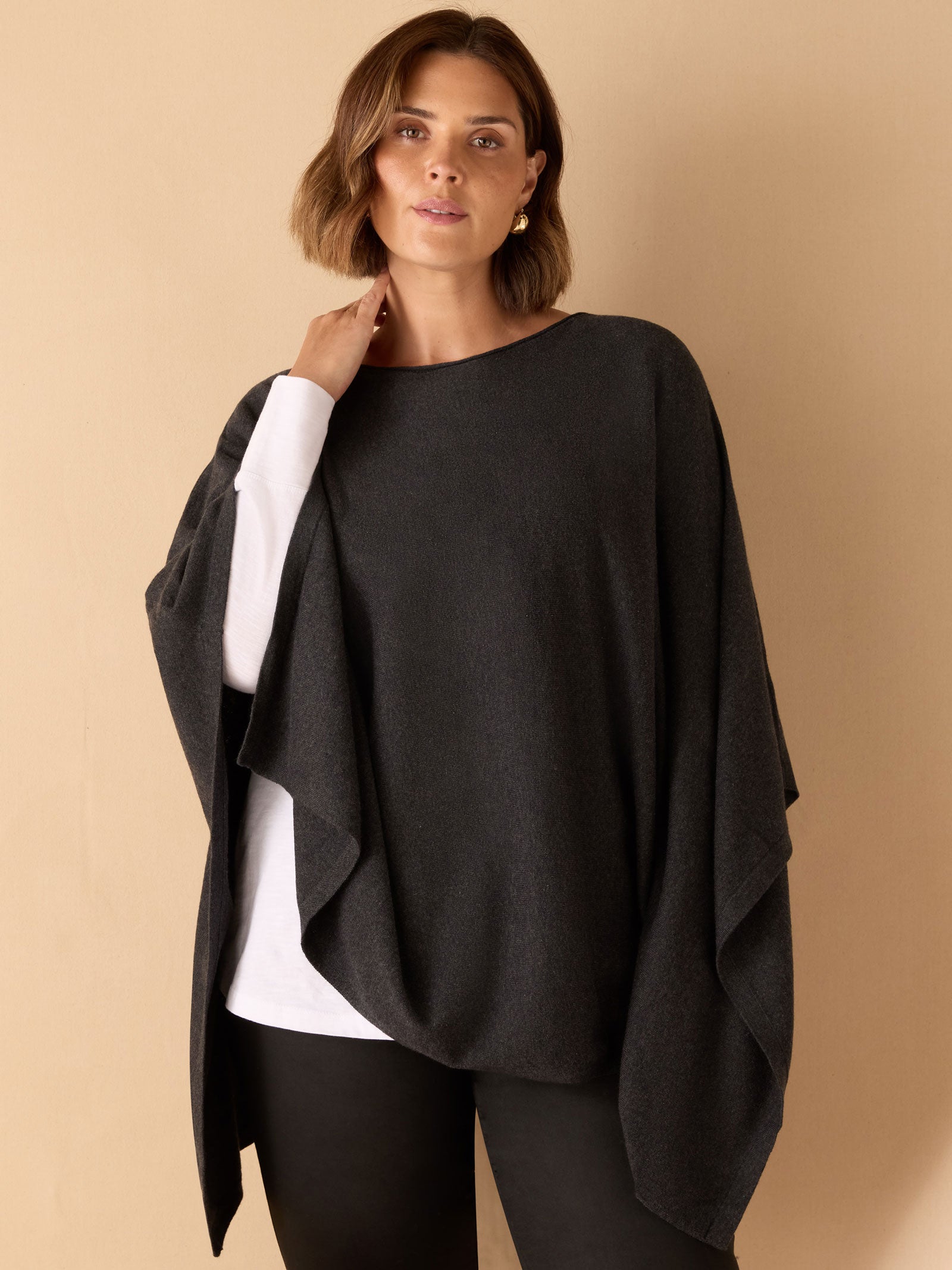 Grey  Poncho