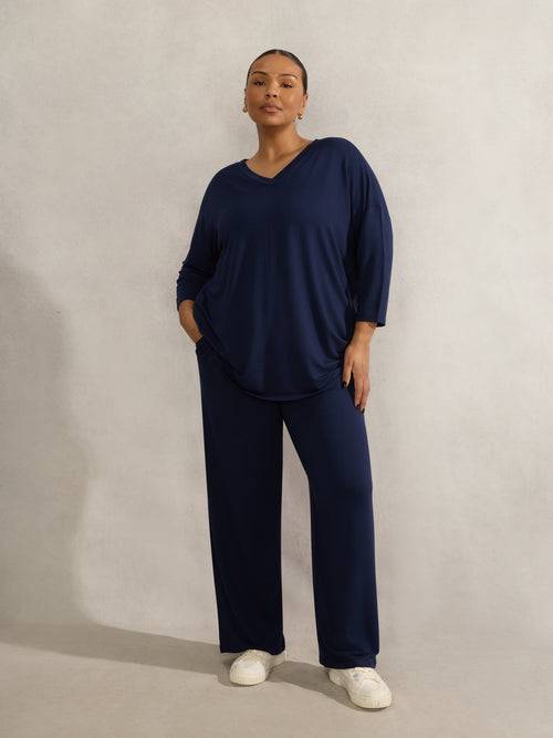 Navy Lightweight Supersoft 3/4 Sleeve Top