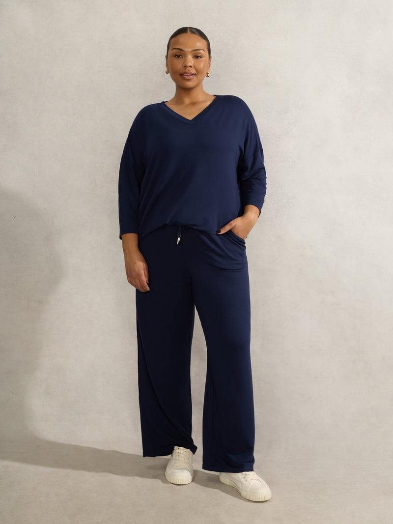 Navy Lightweight Supersoft 3/4 Sleeve Top
