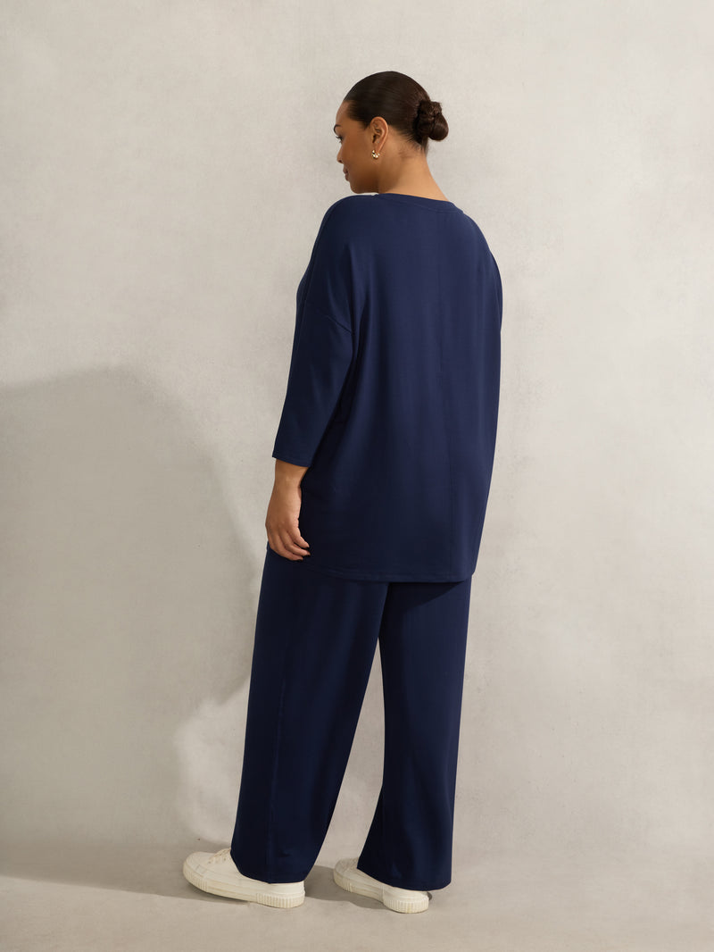 Navy Lightweight Supersoft 3/4 Sleeve Top