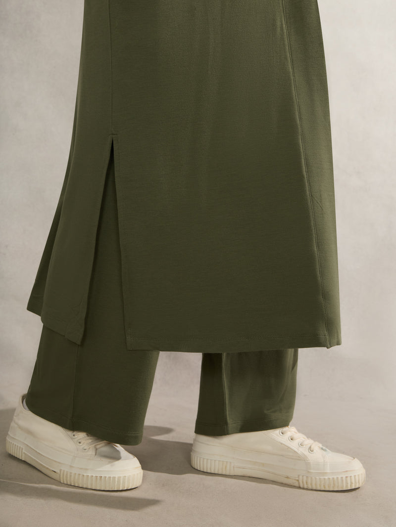 Khaki Lightweight Supersoft Maxi Cardigan