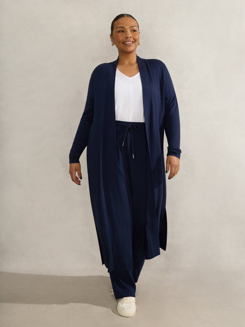 Navy Lightweight Supersoft Maxi Cardigan
