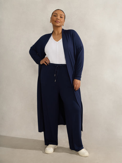 Navy Lightweight Supersoft Maxi Cardigan