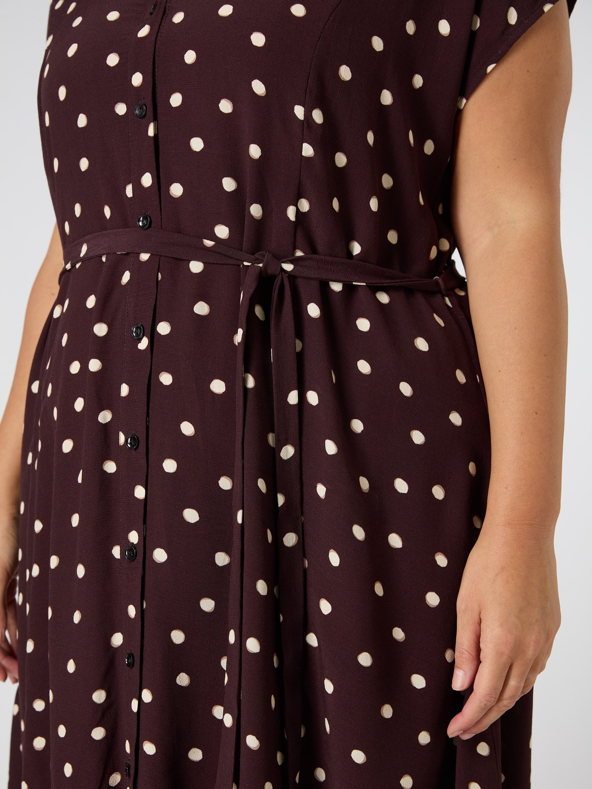 Chocolate Polka Dot Midaxi Shirt Dress